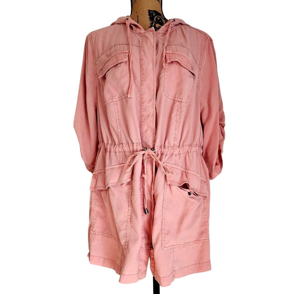 TORRID Pink Utility Anorak Coat Cargo Roll-Rab Sleeves Womens Sz 2X, Torrid Sz 2